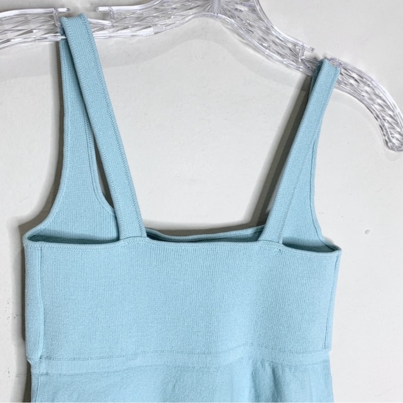 Scanlan Theodore Crepe Knit Square Neck Dress (Sz XS) Midi Light Blue Aqua - Picture 9 of 16